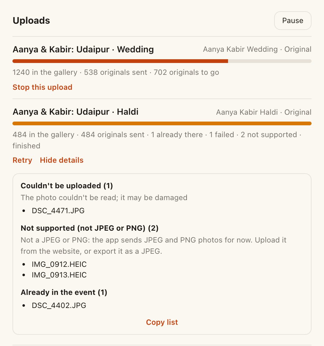 Details listing one damaged photo, two HEIC files and one duplicate